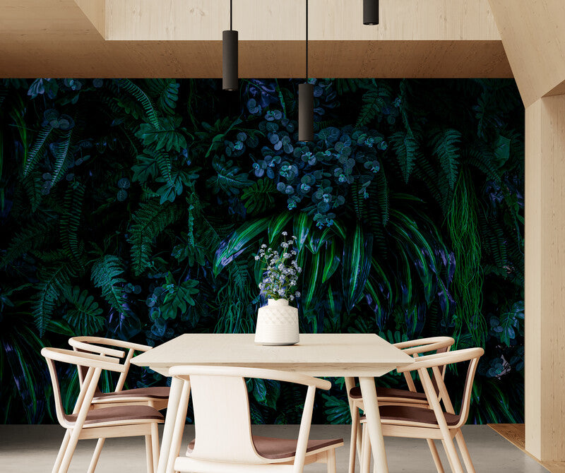 Extra große tropische Tapete, Tapete mit Blättern, selbstklebendes Akzent-Wandbild, Abzieh- und Klebetapete mit dunkelgrünen Blättern