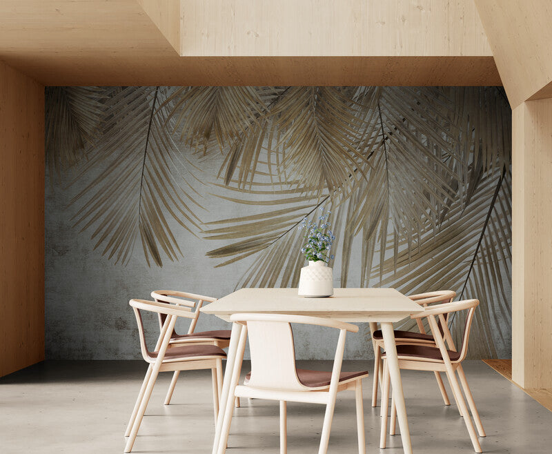 Extra große Tapete mit Bananenblättern, Wandbild mit Blättern, akzentuiertes botanisches Wandbild, Tapete mit getrockneten Blättern fürs Wohnzimmer