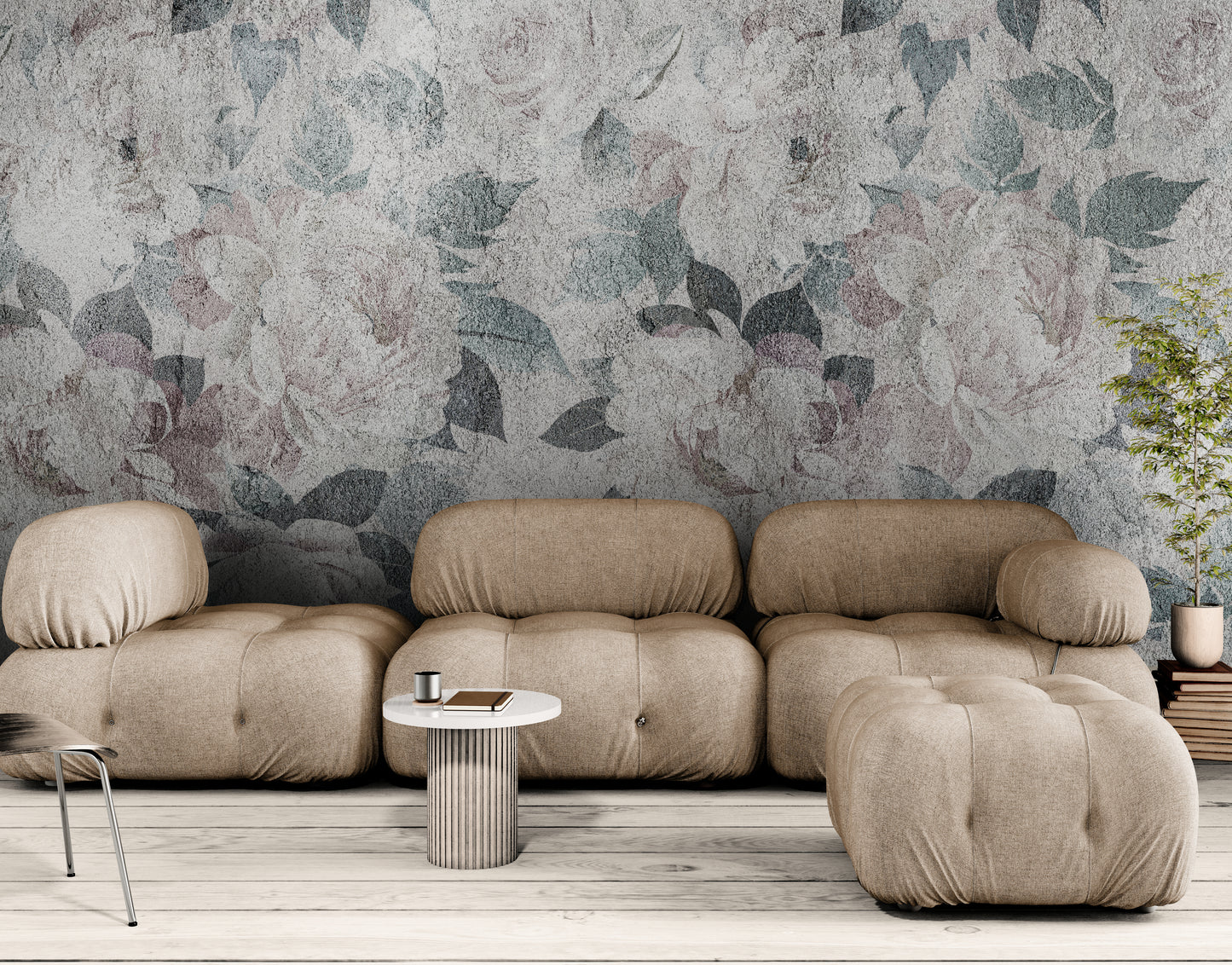 Pfingstrosenblumen Tapete, selbstklebendes florales Wandbild, extra große Tapete mit abstraktem Blumenbild, neutrale Schlafzimmertapete, abnehmbare Tapete