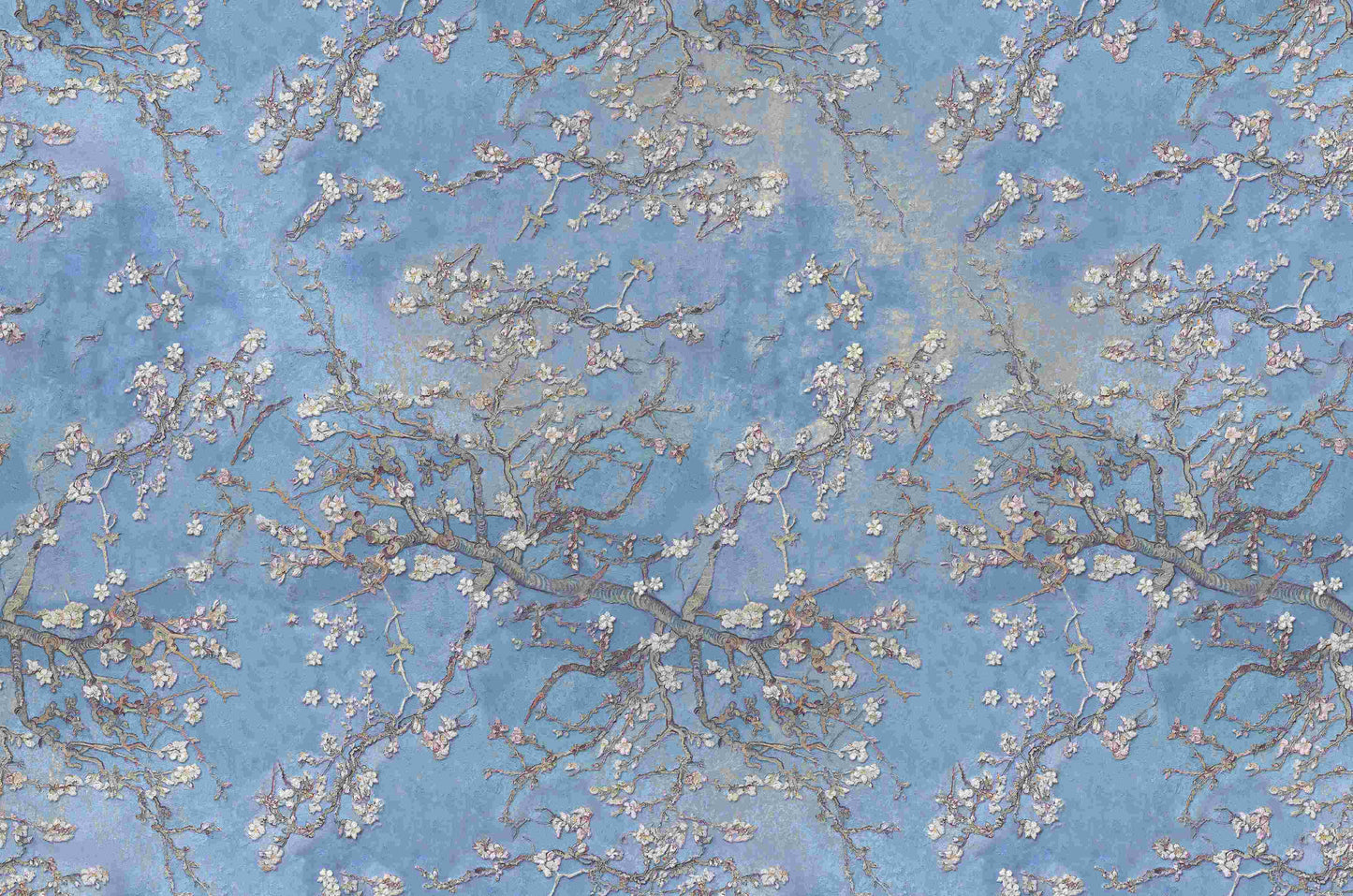 Fototapete in blauen Tönen mit kleinen Blumen „Frühling“