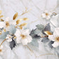 Temporäre Fototapete in goldenen Tönen mit Blumen „ Blüten“