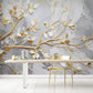 Fototapete mit 3D-Effekt in Weiß und Gold für Zuhause „Goldener Zweig“