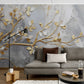 Fototapete mit 3D-Effekt in Weiß und Gold für Zuhause „Goldener Zweig“