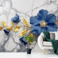 Temporäre Fototapete mit blauen Blumen, selbstklebende Fototapete „Blaue Blüten“