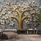 Fototapete mit 3D-Motiv für die Raumgestaltung, Blumen- und Baum-Motiv für die Wand „Blühender Baum und Blumen“