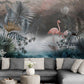Temporäre Fototapete mit Flamingo-Motiv, tropisches Wanddesign „Elegante Flamingos“