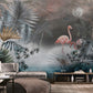 Temporäre Fototapete mit Flamingo-Motiv, tropisches Wanddesign „Elegante Flamingos“