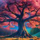 Selbstklebende Fototapete mit kräftigem Muster und Baum-Motiv „Strahlender Baum“