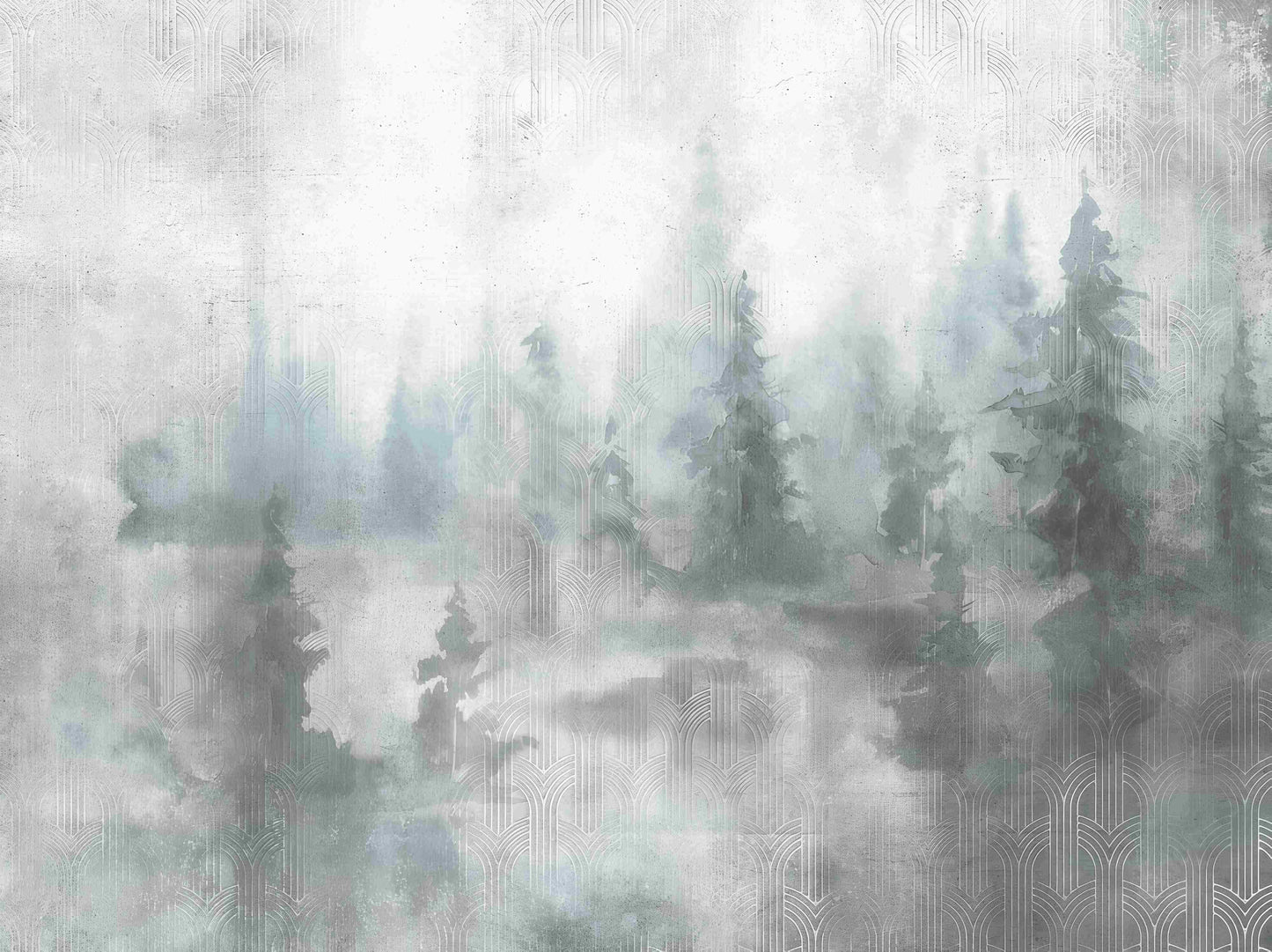 Selbstklebende Fototapete mit abstraktem Waldmotiv „Geisterwald“