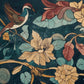Leuchtende Fototapete mit Blumen und Vogel, auf Leinwand „Blütenflug“