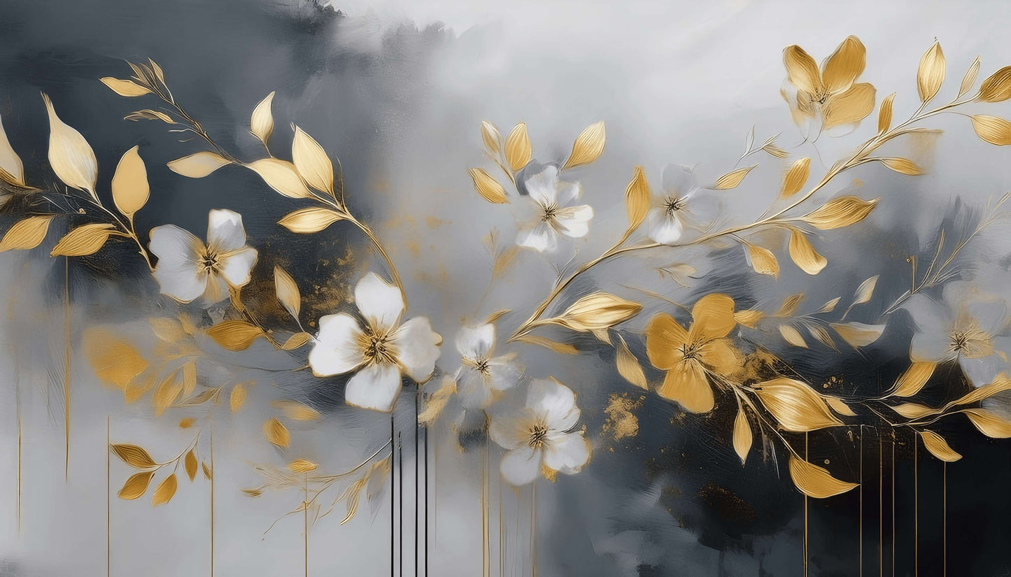 Moderne selbstklebende Fototapete mit Blumen „Blütenpoesie“