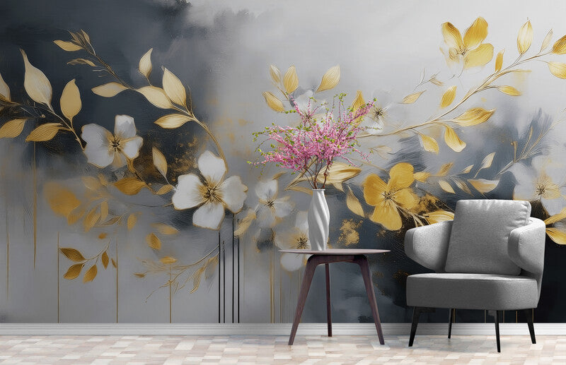 Moderne selbstklebende Fototapete mit Blumen „Blütenpoesie“