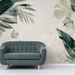 Fototapete in Weiß- und Grüntönen mit Blumen, für das Interieur „Frühlingsgrün“