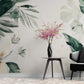 Fototapete in Weiß- und Grüntönen mit Blumen, für das Interieur „Frühlingsgrün“