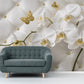 Helle Fototapete mit 3D-Blumen, Fototapete mit Orchideen „Weiße Orchidee“
