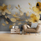 Vlies-Fototapete mit goldenen Blumen „Goldblüten“