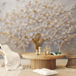 Selbstklebende Fototapete mit 3D-Motiv in Weiß-Gold, Blumenbaum-Design für die Wand „Blühender Baum“