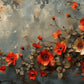 Temporäre Fototapete mit roten Mohnblumen, florales Wandmotiv „Rote Feldblumen“