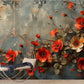 Temporäre Fototapete mit roten Mohnblumen, florales Wandmotiv „Rote Feldblumen“