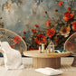 Temporäre Fototapete mit roten Mohnblumen, florales Wandmotiv „Rote Feldblumen“