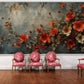 Temporäre Fototapete mit roten Mohnblumen, florales Wandmotiv „Rote Feldblumen“