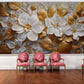 Große Fototapete mit 3D-Blumenmotiv in Weiß-Gold für die Wand „Große weiß-goldene Blumen“