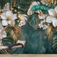 Fototapete auf Leinwand mit großen 3D-Blumen, tropisches Blumenmotiv für die Wand „Weiße Blumen in den Tropen“