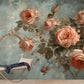 Neutrale Fototapete mit Rosen, dezentes florales Wandmotiv für Wohnräume „Blütenzweig“