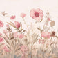 Selbstklebende Fototapete mit zarten rosa Blumen, florales Wandmotiv „Blumenfeld“