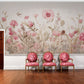 Selbstklebende Fototapete mit zarten rosa Blumen, florales Wandmotiv „Blumenfeld“