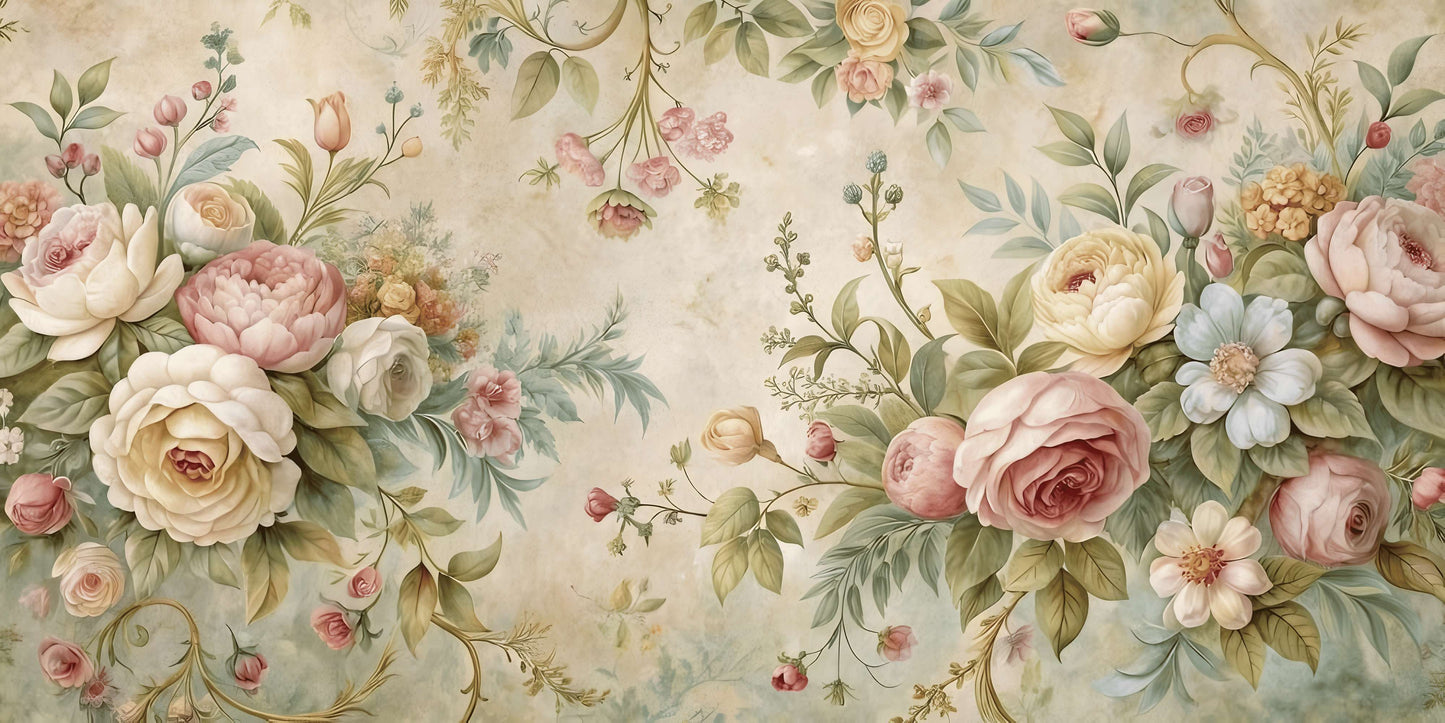 Fototapete mit kleinen Blumen, zartes Rosenmotiv für die Wand „Kleine Röschen“