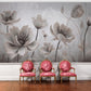 Fototapete mit 3D-Blumen in Pastelltönen, sanftes florales Wandmotiv „Große Blumen“