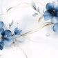 Temporäre Fototapete mit großen blauen Blumen, florales Wandmotiv „Große Vergissmeinnicht“