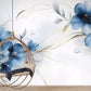 Temporäre Fototapete mit großen blauen Blumen, florales Wandmotiv „Große Vergissmeinnicht“