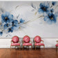 Temporäre Fototapete mit großen blauen Blumen, florales Wandmotiv „Große Vergissmeinnicht“