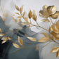 Selbstklebende Fototapete in Grau-Gold mit Blumen, florales Wandmotiv „Goldene Blumen“