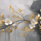 Fototapete für das Interieur in Grau-Gold „Elegante Blumen“