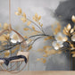Fototapete für das Interieur in Grau-Gold „Elegante Blumen“