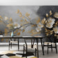 Fototapete für das Interieur in Grau-Gold „Elegante Blumen“