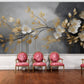Fototapete für das Interieur in Grau-Gold „Elegante Blumen“