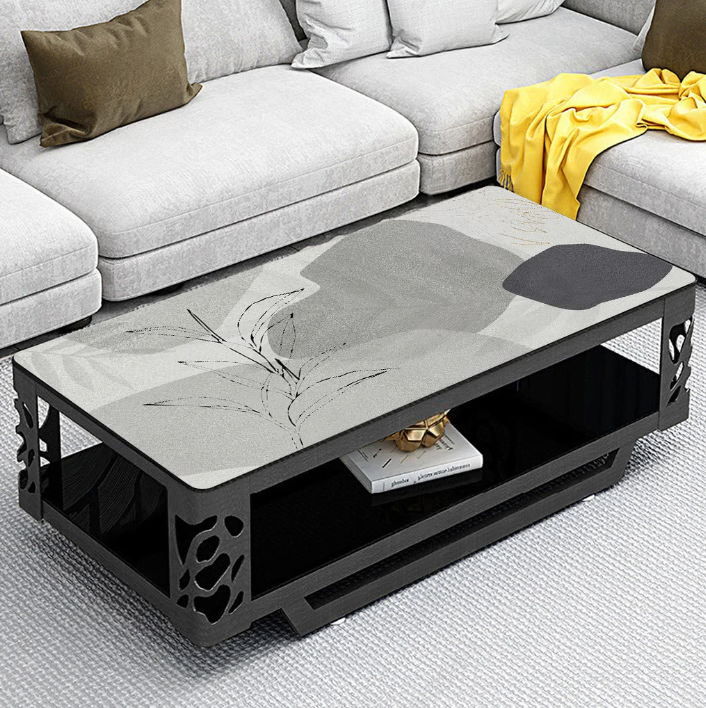 Tischdecke in Lederoptik (PVC), Tischfolie „Gray Abstraction“