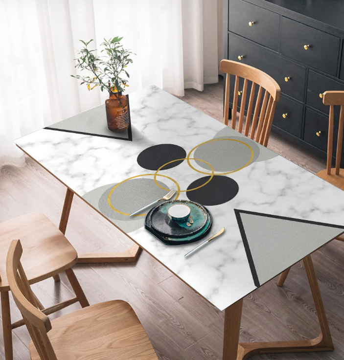 Tischdecke in Lederoptik für die Küche, Tischschutz mit „Art Deco“-Muster
