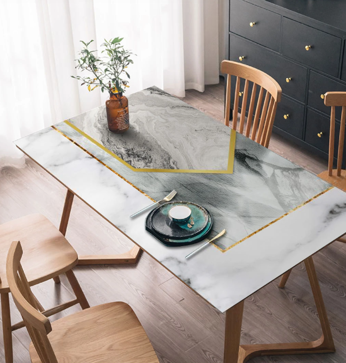Stilvolle Tischdecke in Lederoptik, Tischauflage in Lederoptik "Marble Composition"