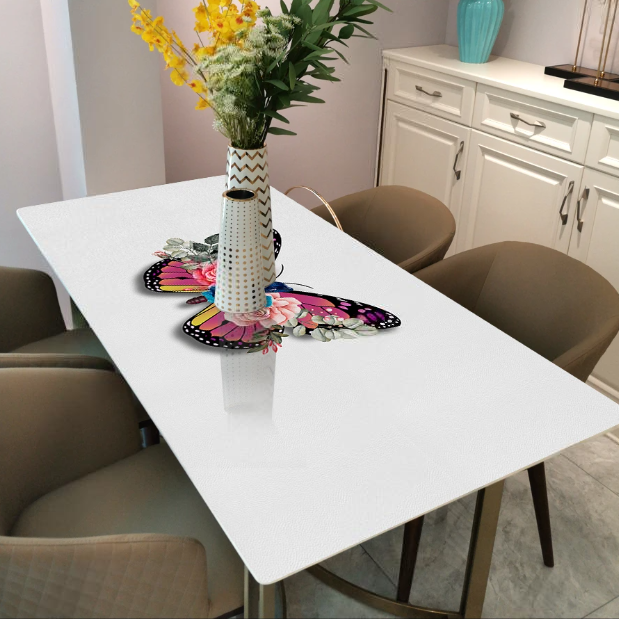 PVC-Tischdecke mit Lederstruktur für den Esstisch, Abdeckung für den Küchentisch „Pink Monarch“