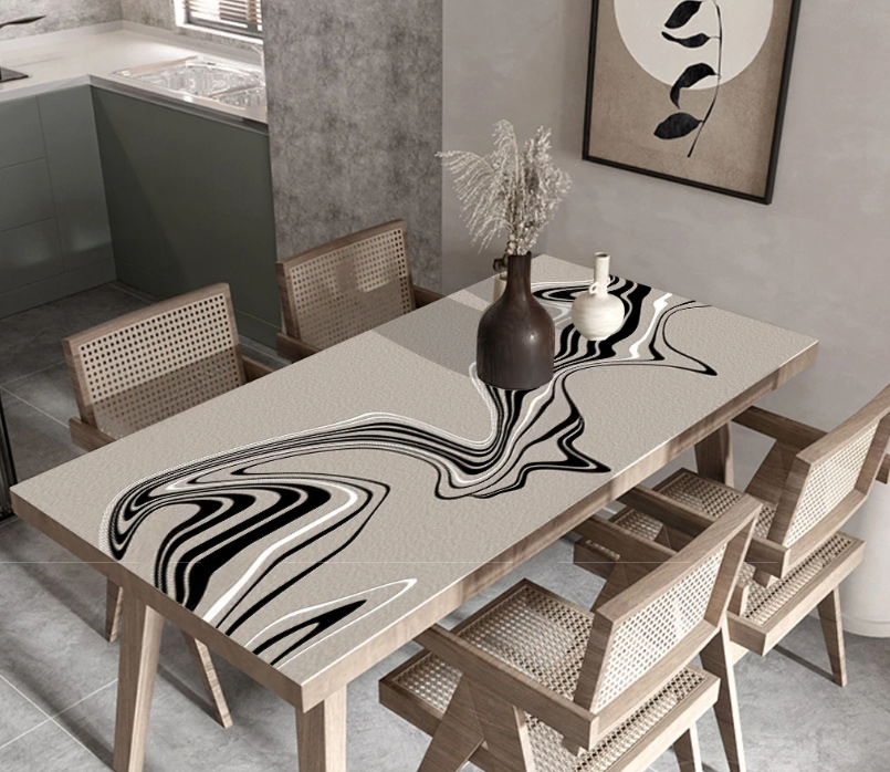 Wasserfeste PVC-Tischdecke für die Küche, Küchenauflage mit Lederstruktur „Paint Stains“