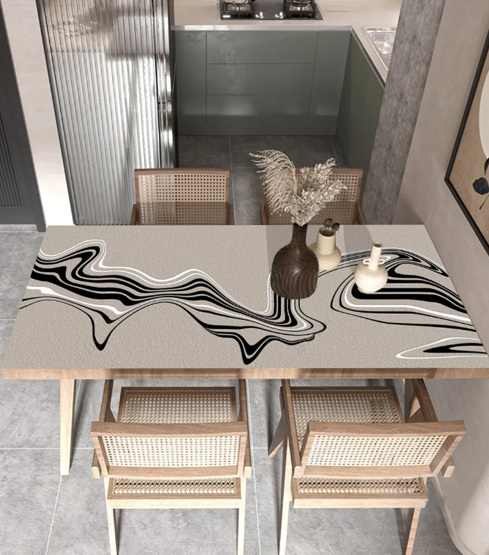 Wasserfeste PVC-Tischdecke für die Küche, Küchenauflage mit Lederstruktur „Paint Stains“