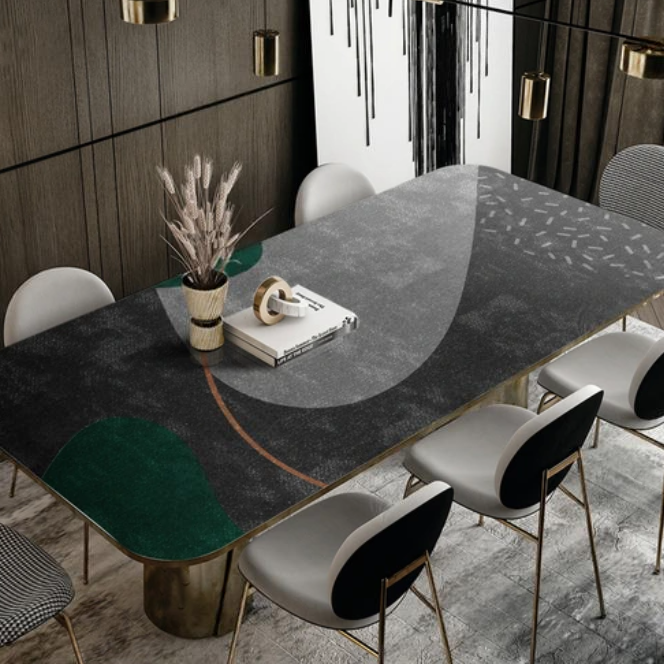 Tischdecke für den Essbereich im modernen Stil, wasserdichte Tischfolie „Black Rock“
