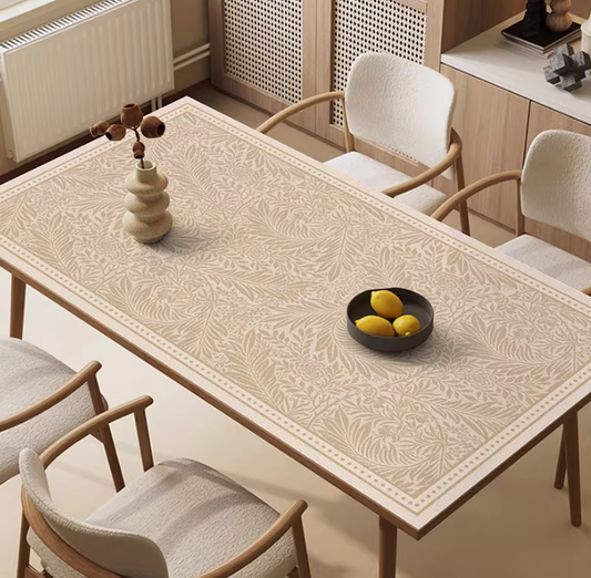 PVC-Tischdecke in Beige mit Pflanzenmotiven „Farnblätter“