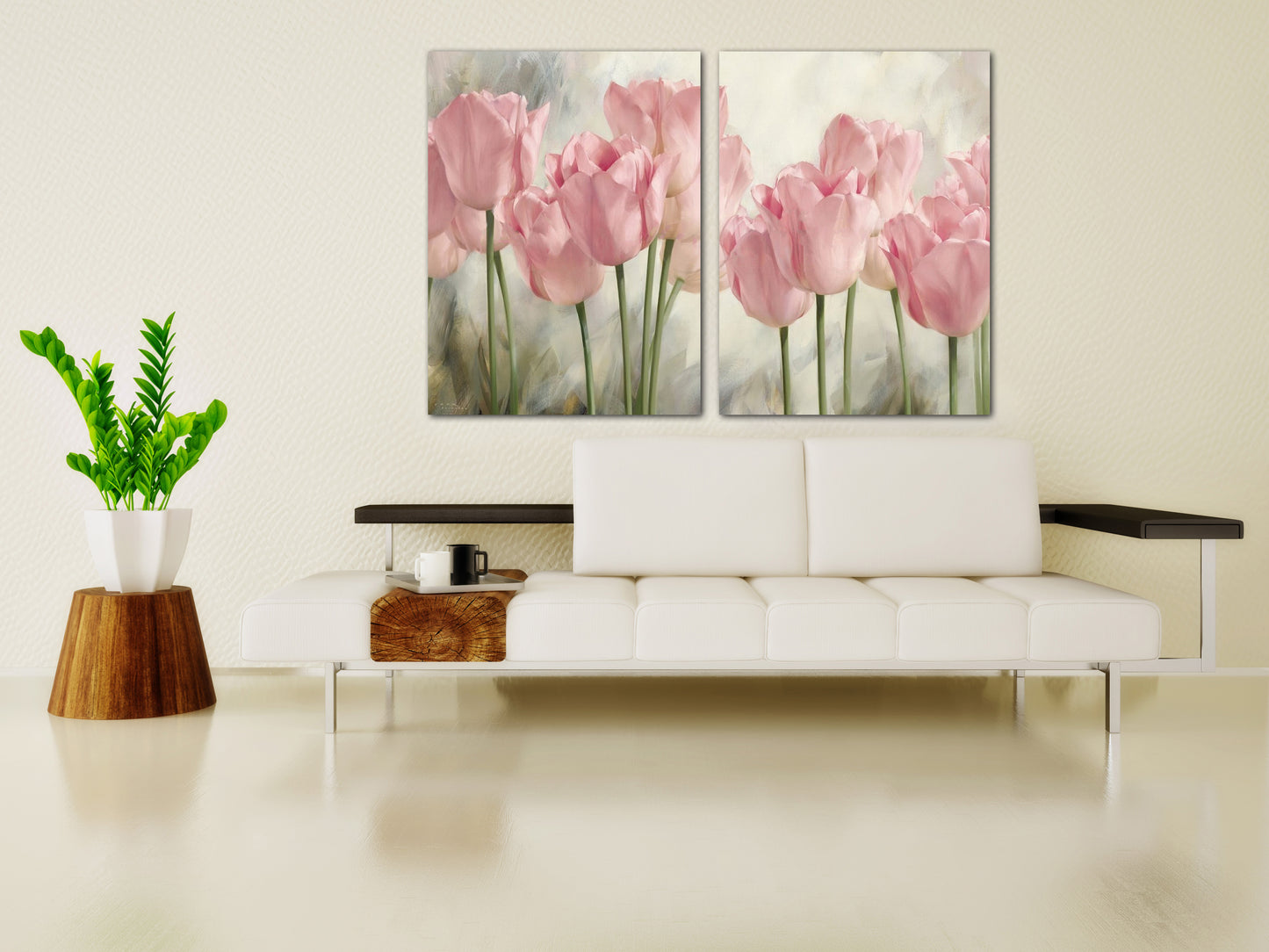 Rosa Tulpen, Blumen Wandkunst Gemälde auf Leinwand, Wohnwanddekoration, Leinwandgemälde, Wandbehang Dekor, Wandkunst für Schlafzimmer
