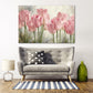 Rosa Tulpen, Blumen Wandkunst Gemälde auf Leinwand, Wohnwanddekoration, Leinwandgemälde, Wandbehang Dekor, Wandkunst für Schlafzimmer
